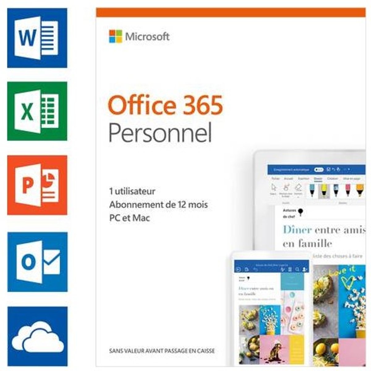 Microsoft Office 365 Personal | 1 Gebruiker | 1 Jaar | Franse verpakking